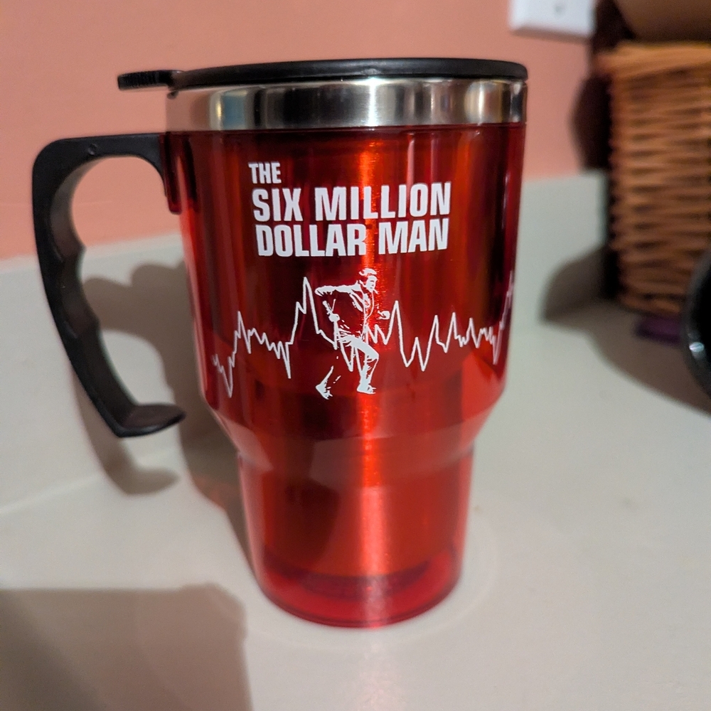 Red Six Million Dollar Man Travel Mug